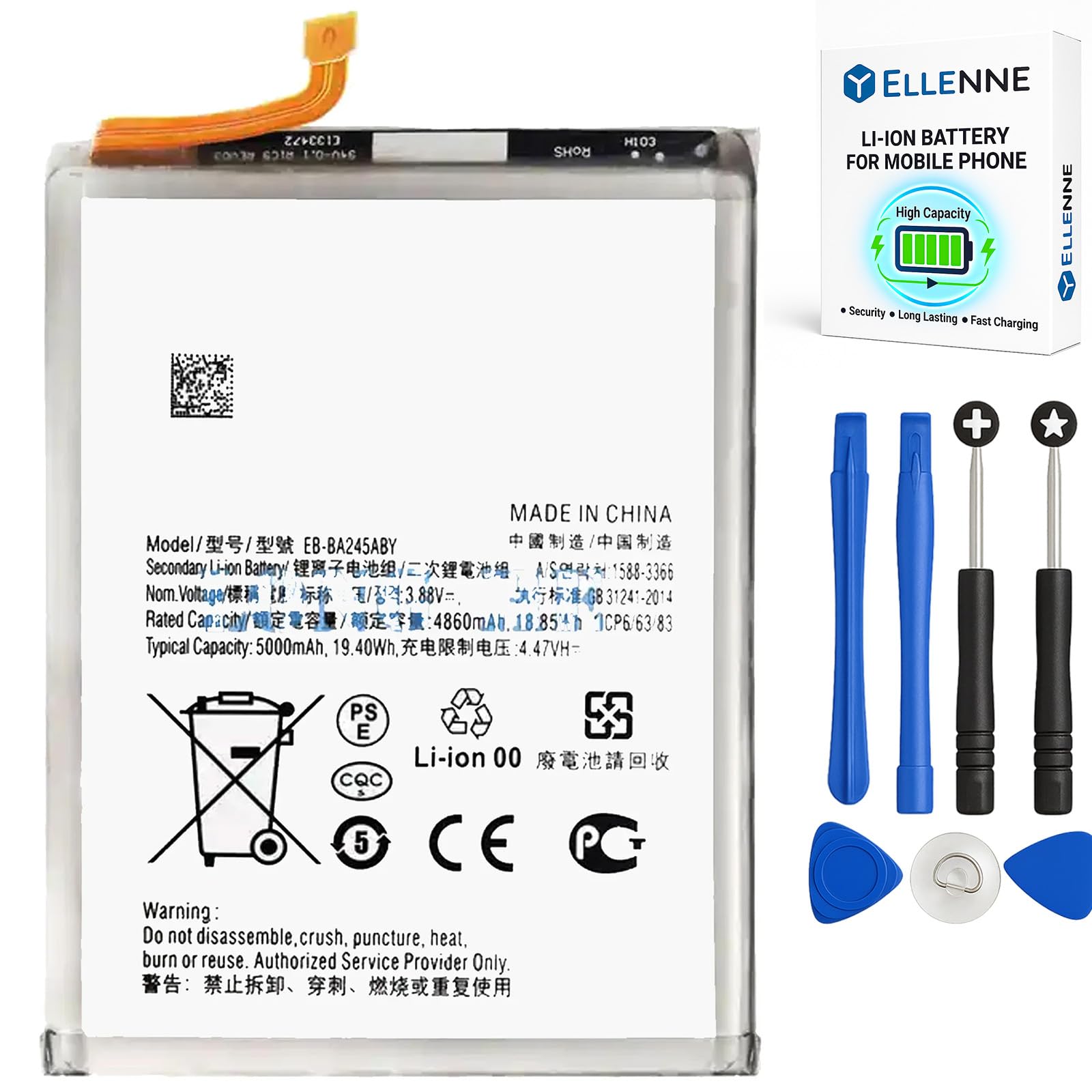 Battery for Samsung Galaxy A24 (4G) EB-BA245ABY 5000mAh with Screwdriver Kit Included