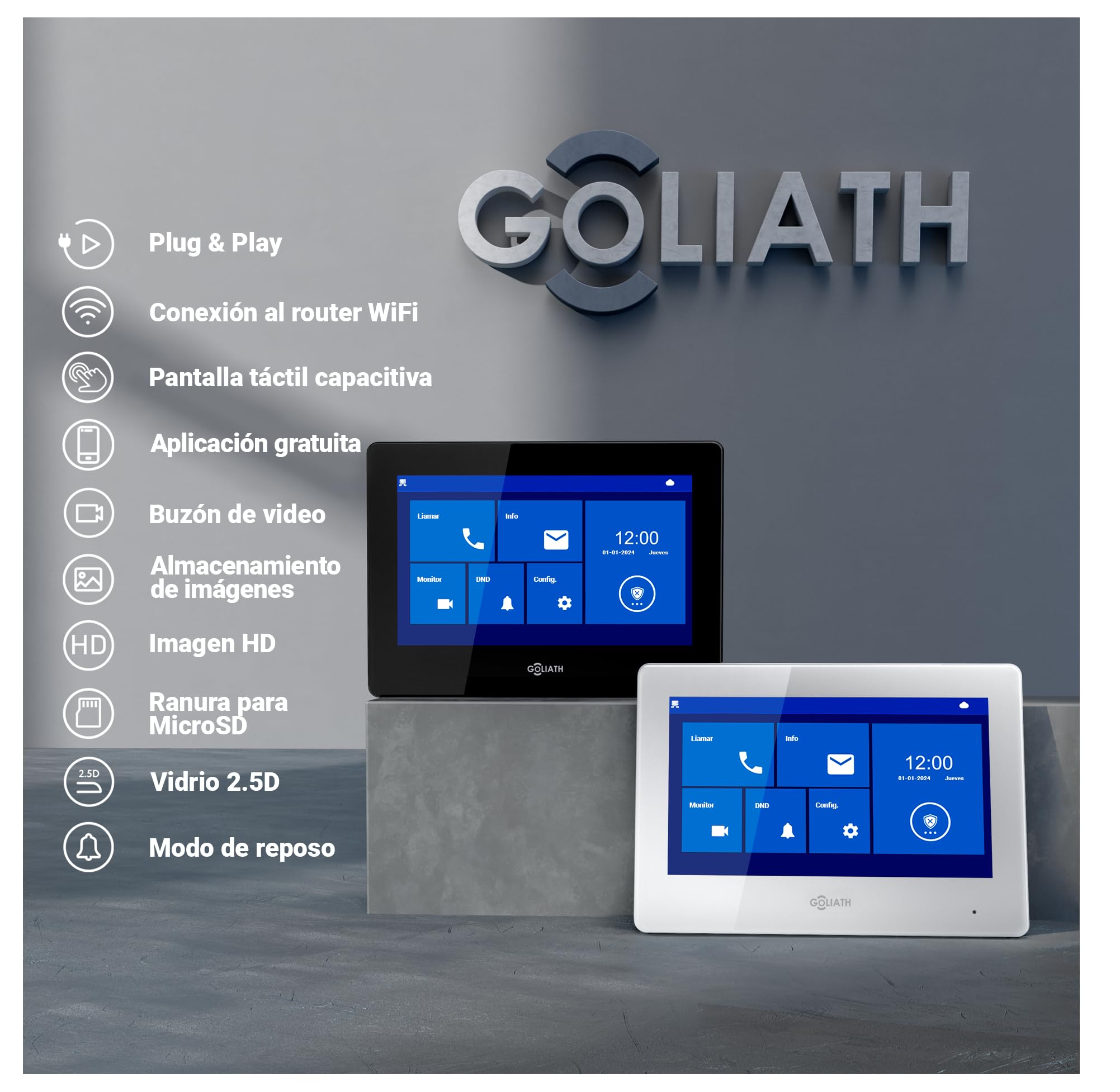 Goliath® Videoportero [Monitor 7"] Portero Automatico con Camara - Videoportero 2 Hilos - Telefonillo con Camara - Video Portero - Resistente al Clima y vandalismo - Empotrada