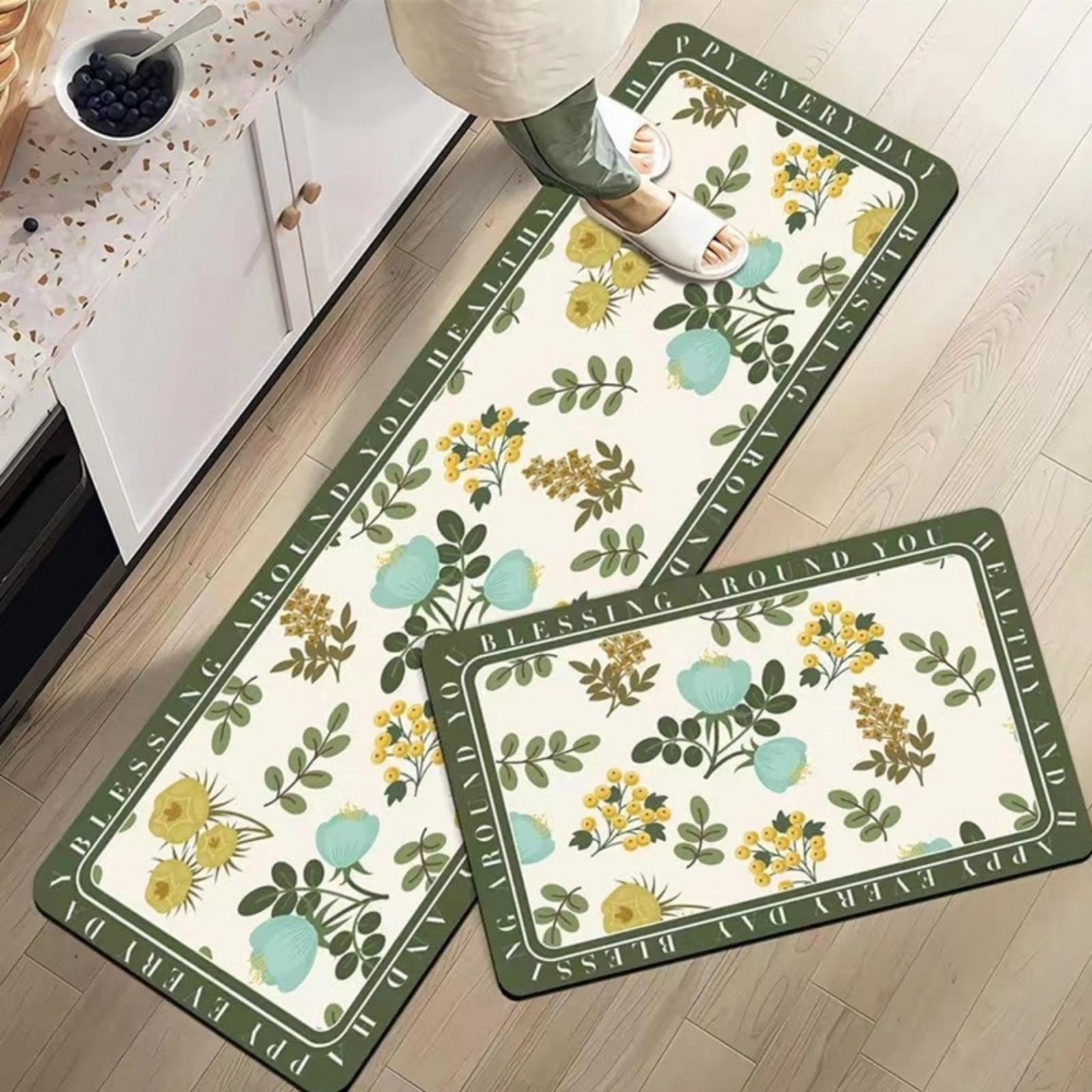 Tapis de cuisine étanche et tapis de couloir antidérapant 2 pièces