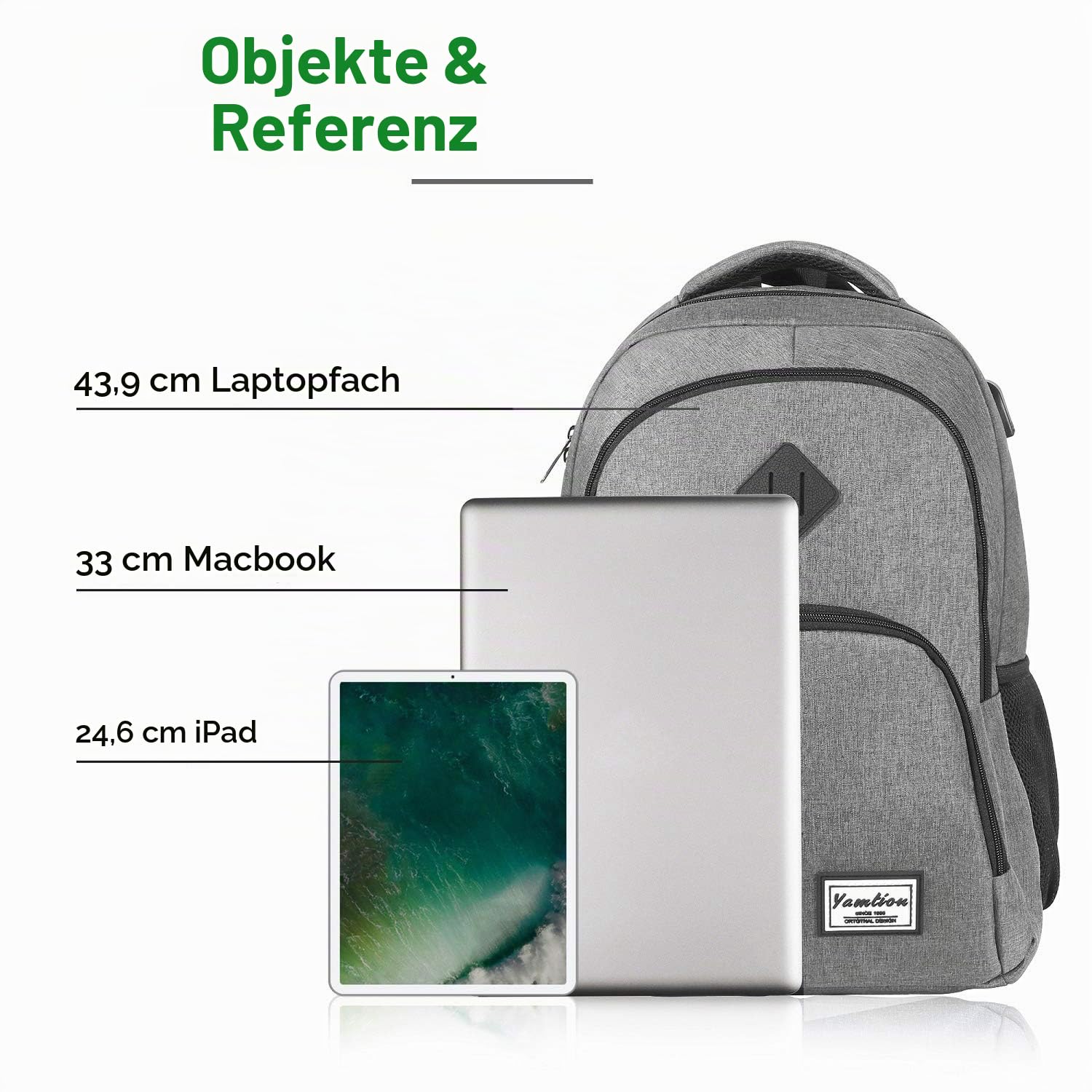 YAMTION Rucksack Herren Schulrucksack Jungen Teenager Laptop Rucksack mit USB-Ladeanschluss für Laptop 17,3 Zoll,Rucksack für Studium Schule Reise,40L
