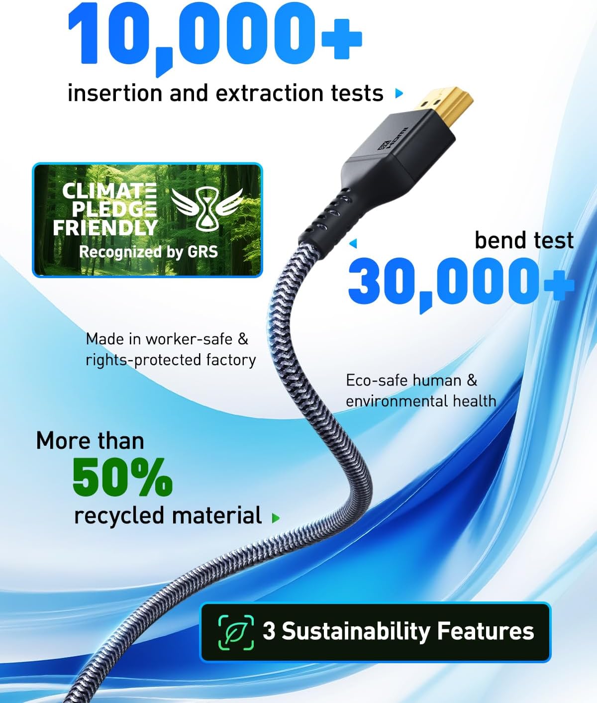 Maxonar HDMI 2.1 Cable 15FT, [Certified] Ultra High Speed Long HDMI Cables, 8K60 4K120Hz 144Hz 48Gbps HDCP 2.2&2.3 eARC HDR Dolby for PlayStation 5/PS5 Xbox Series X Apple TV 4K Roku/Samsung/Sony TV