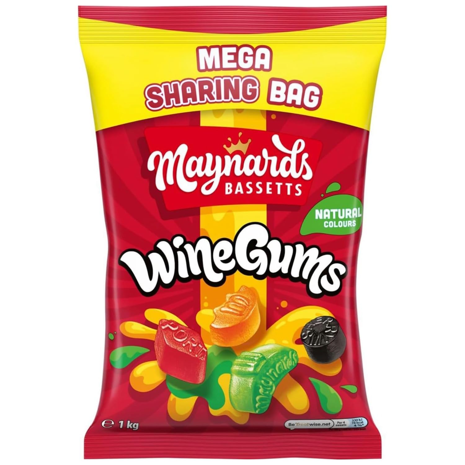 Maynards Bassetts Wine Gums, Mega Sharing Bag, Perfect Sweet Treat, Perfect for Gifting or Sharing, 1kg (Pack of 1)