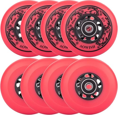 Miniatura 1 de Inline Skate Wheels 85A - Rueda de repuesto de cuchillas de hockey con rodamientos ABEC-9 y espaciadores flotantes (paquete de 8)