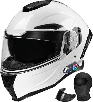 Bluetooth Modular Motorcycle Helmet with Dual Visor, ECE 22.06 Certified, Full Face Flip Up Design, Multi-Ventilation System, Removable Liner for Adults Men Women, Sizes M-3XL