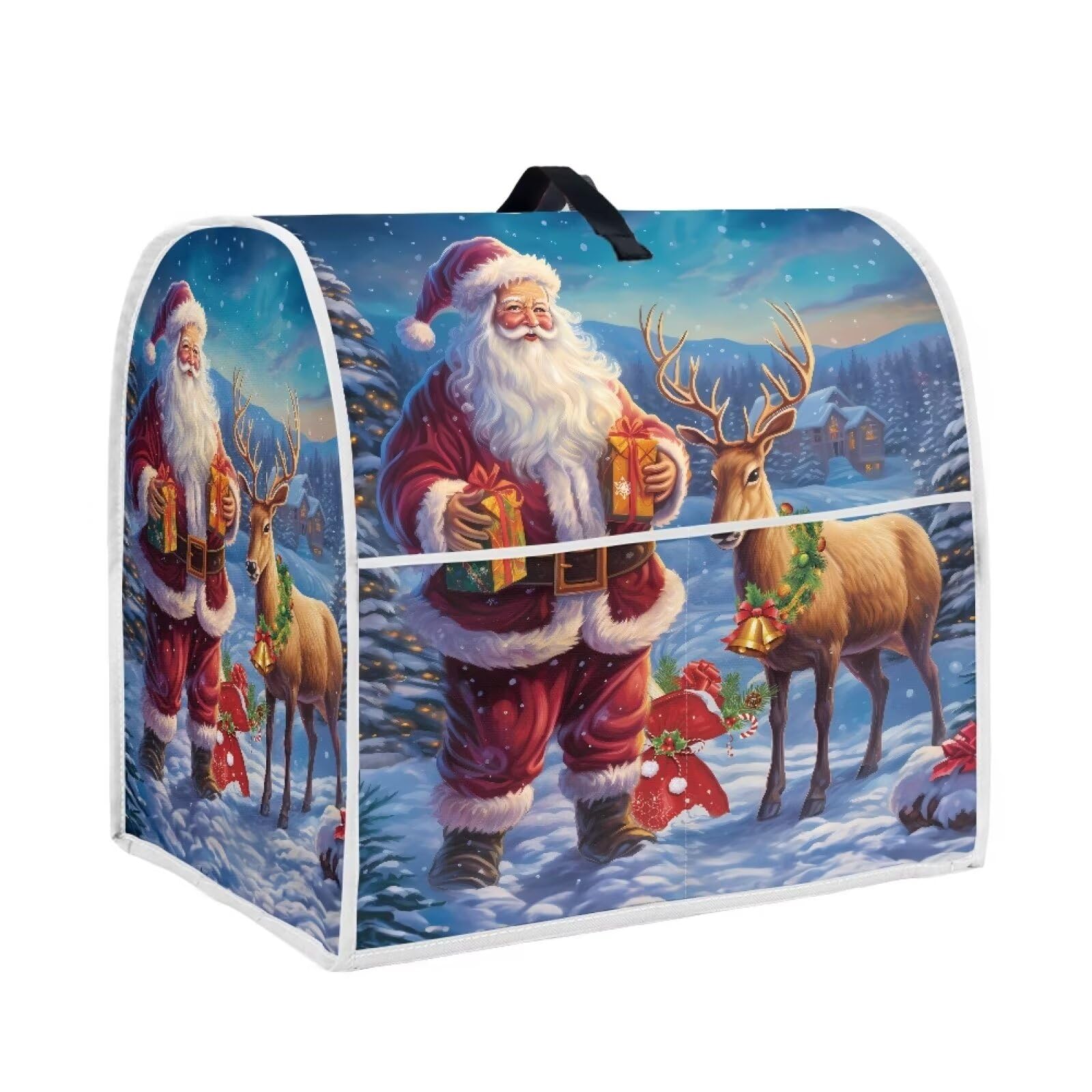 HUISEFOR Christmas Stand Mixer Cover for Kitchen Aid 4.5-5 Qt Mixer, Santa Claus Elk Small Appliance Dust Covers Universal for Air Fryers, Coffee Makers, Christmas Kitchen Decor — image 1