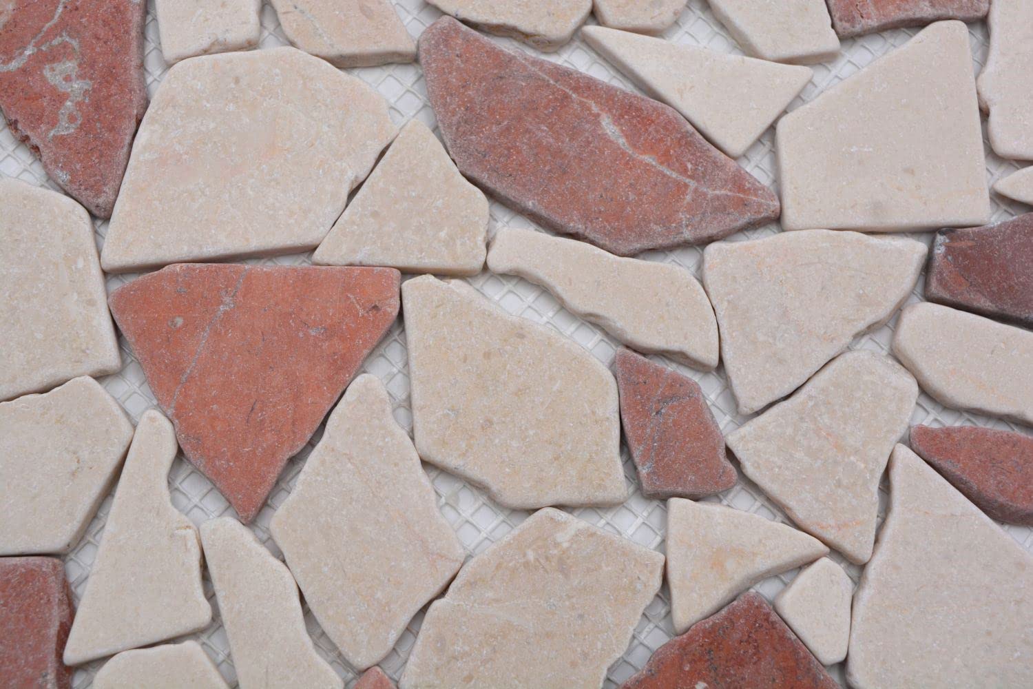 Mos44-1002_f Carrelage mosaïque en marbre Rouge beige cassé Ciot Rosso Verona Botticino