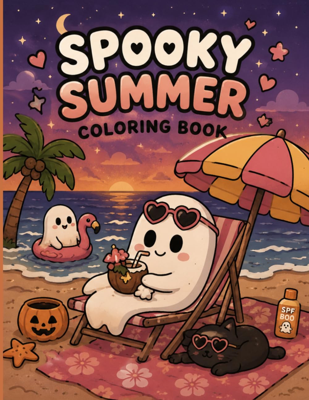 Cute Spooky Adventures Coloring Book for Kids: 55 Pages of Creepy Cute Fun with Ghosts, Skeletons, Pumpkins, Monsters & Halloween Adventures for Kids Ages 4-8