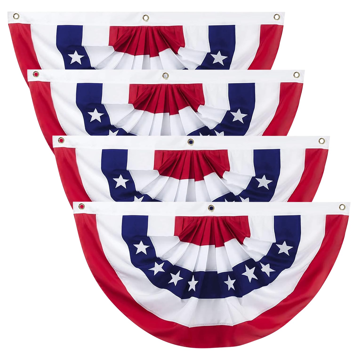 6 x 3 Ft 4th of July Decorations, Big American Pleated Fan Flag, Patriotic Decorations American Flag Bunting, Red White and Blue Half Fan Banner Bunting Flags Outdoor Indoor for Memorial Day Decor