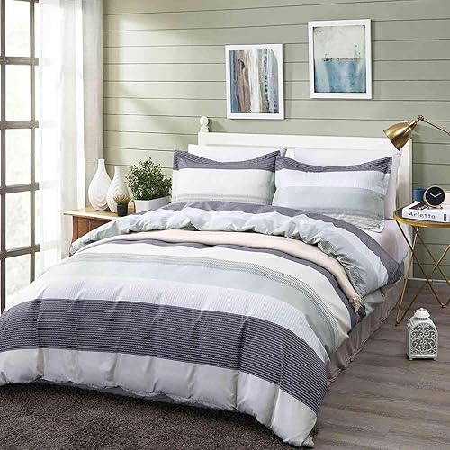 Miniatura 8 de Nanko Juego de funda de edredón tamaño matrimonial, 80 x 90 pulgadas, 3 piezas, 1200 hilos, microfibra de lujo, con cierre de cremallera, lazos,