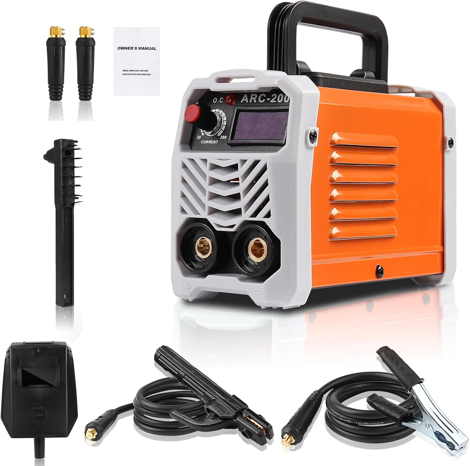 Mini Welder Machine 110V ARC200 Stick Welder Portable Welding Machine, Welding Cable, Slag Hammer Home Portable DIY 110V (Orange)