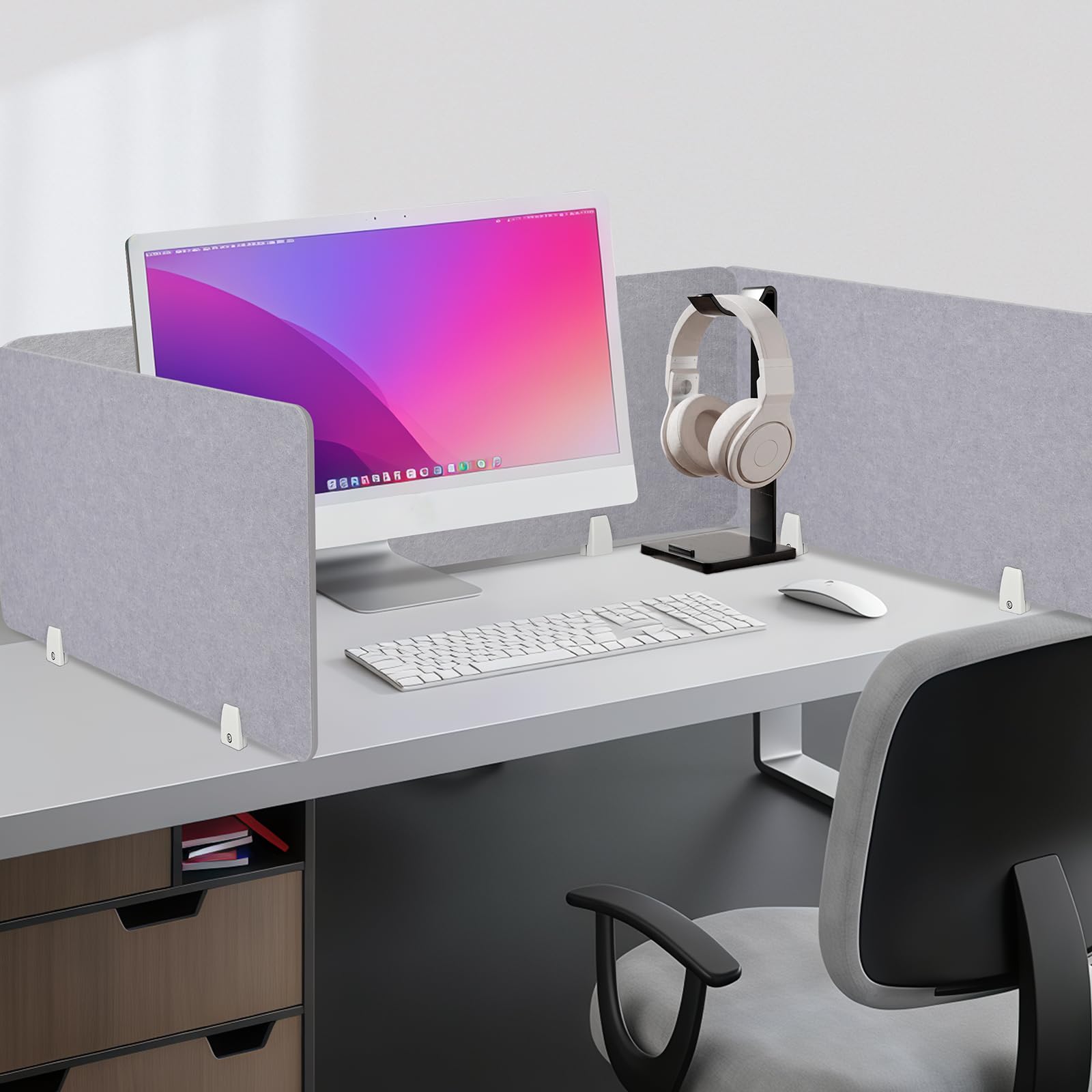 4 Piezas de protección Visual para Escritorio, 40 * 80 cm, Divisor de Escritorio Recortable, Mesa de Fieltro, para mesas de Oficina y de Trabajo, 9 mm de Grosor, Gris