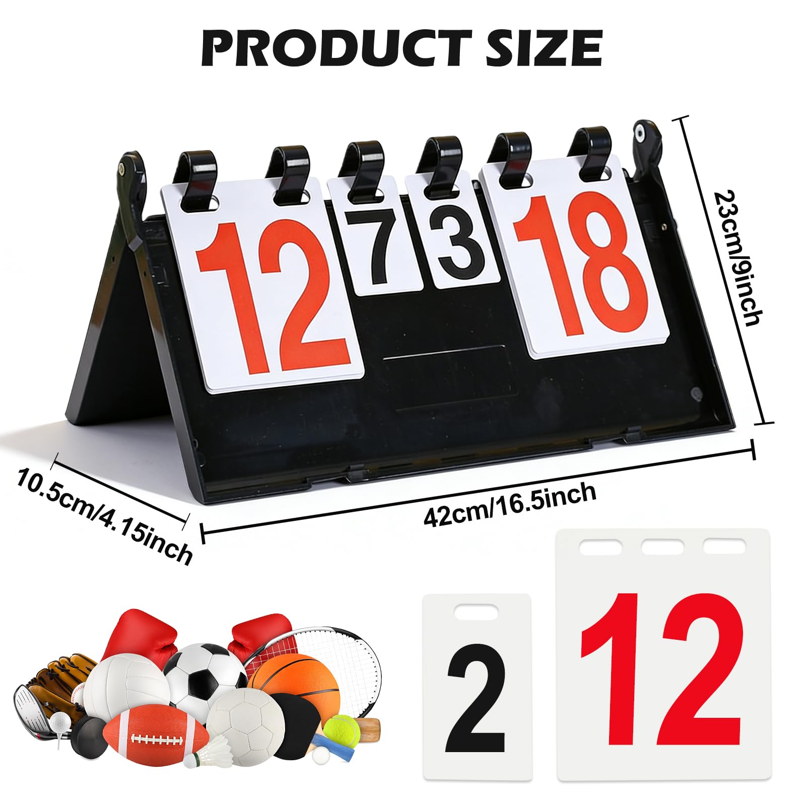 PORFOYO Tabellone segnapunti, 4 cifre per competizioni sportive, tabellone segnapunti 38,8 * 21 * 21 cm, conteggio per competizioni con tacca, tabellone segnapunti sportivo digitale, conteggio