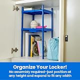 LockerMate Double Locker Shelf, Adjustable Width and Height to Fit Most School Lockers, Blue – view 2
