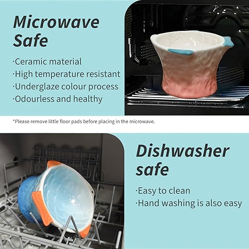 Miniatura 6 de Cuenco elevado de cerámica para gatos, poco profundo e inclinado, antivómitos y fatiga de bigotes, antideslizante, lindo cuenco de alimentación para