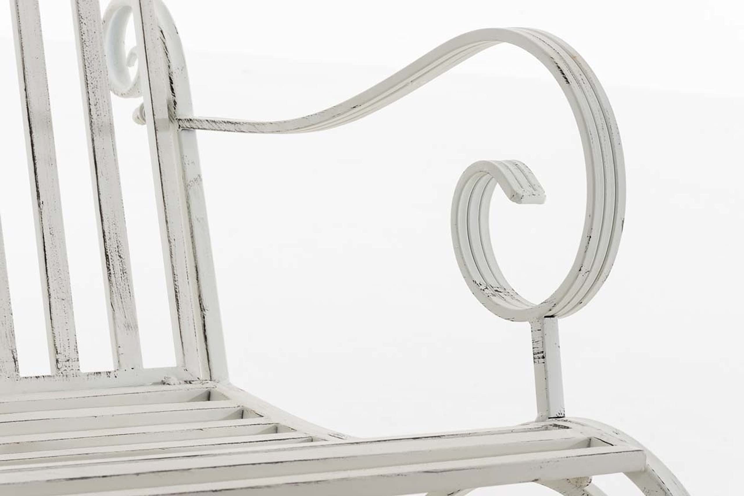 CLP Mecedora Relax Silla Smilla, Resistente al Clima para jardín, Estructura de Metal, Estilo rústico, sillón de Exterior, Color:Blanco Envejecido