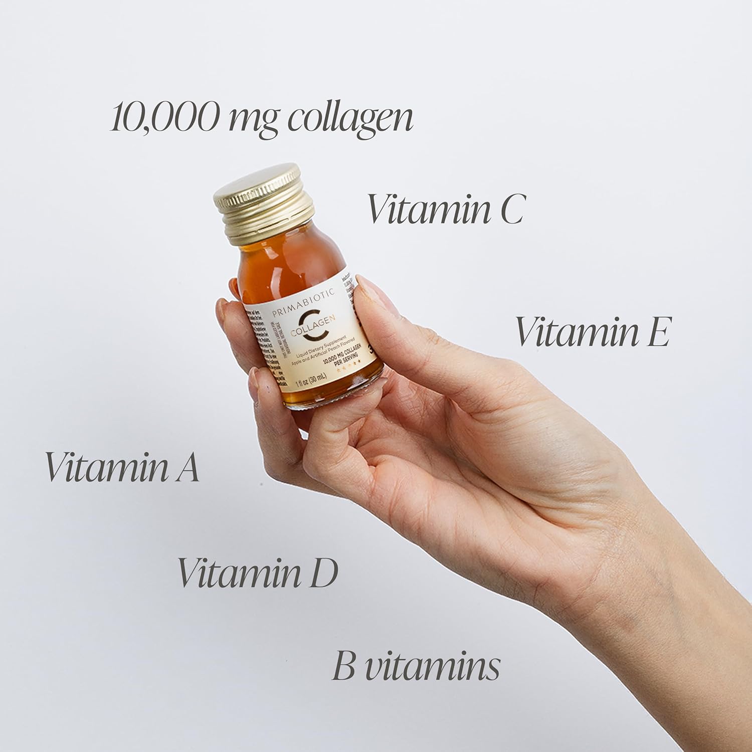 PRIMABIOTIC Liquid Collagen - High Collagen Content [10,000 Mg] Per Serving - Hydrolyzed Collagen and 12 Vitamins - Gluten Free- 900 Ml - Pack of 30 Bottles x 30 Ml (1) - Image 4