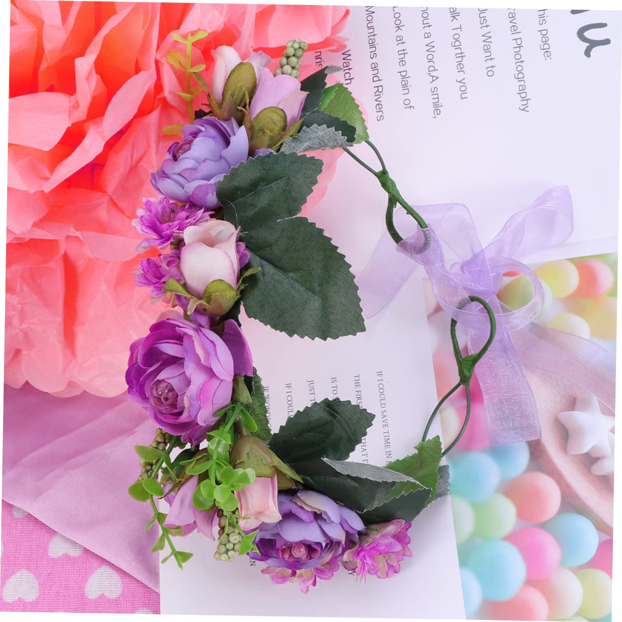 Healeved 2piezas Diadema De Flores Artificiales Para Novia y Dama De Honor Tocado De Boda Color Adorno Para Pelo Celebraciones y