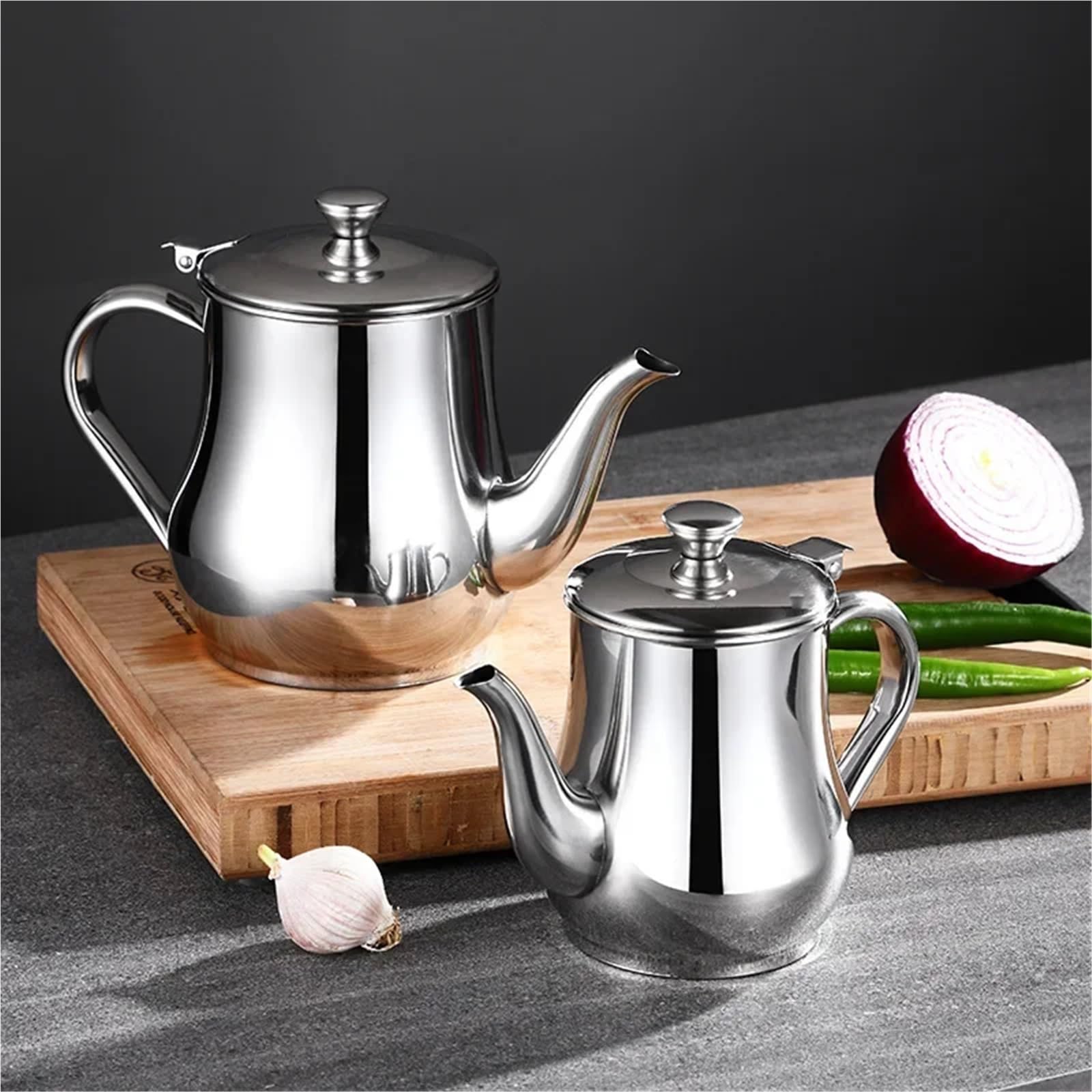 Vaso for olio in acciaio inossidabile 304, antipolvere, controllo delle perdite, bottiglia con ugello lungo, profumo di aceto piccolo
