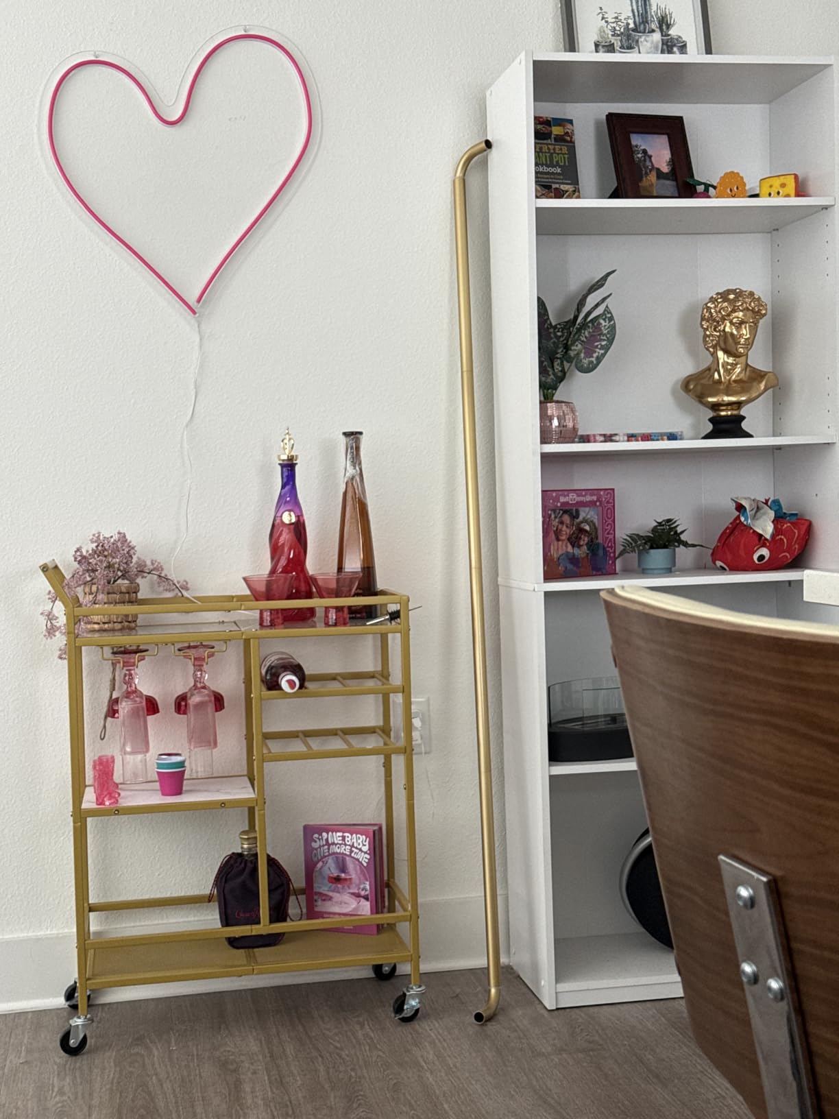 MAHANCRIS Gold & White Bar Cart with modern contrast