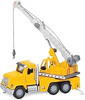 Driven by Battat 7-Inch Micro Crane Truck Toy - Lights, Sounds, Extendable Swivel Crane, Movable Parts for Kids 3+