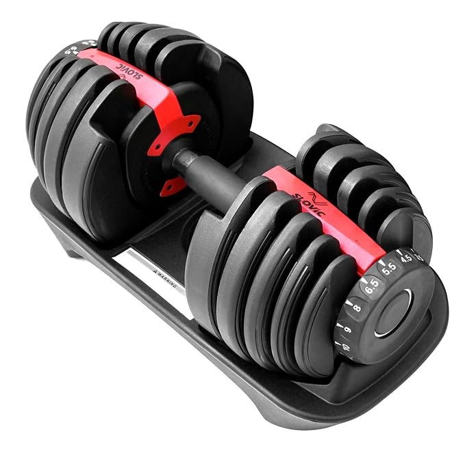 SLOVIC Adjustable Dumbbell 24kg | Dumbbells - Gym equipment for home workout | Dumbbell Set (24kg X 1) | Fitness Gym Dumbbells for Bench Press, Shoulder and Biceps| Anti Skid dumbles for all exercises