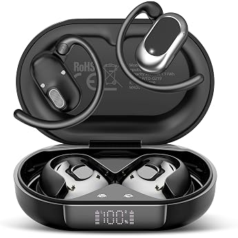 Open Ear Headphones Bluetooth 5.4 2026 Bluetooth Headphones with 14.2 mm Driver 36 Hours Earphones Deep Bass with 4 ENC Mic IPX7 Waterproof Over-Ear Sports Headphones with Ear Hooks for Running
