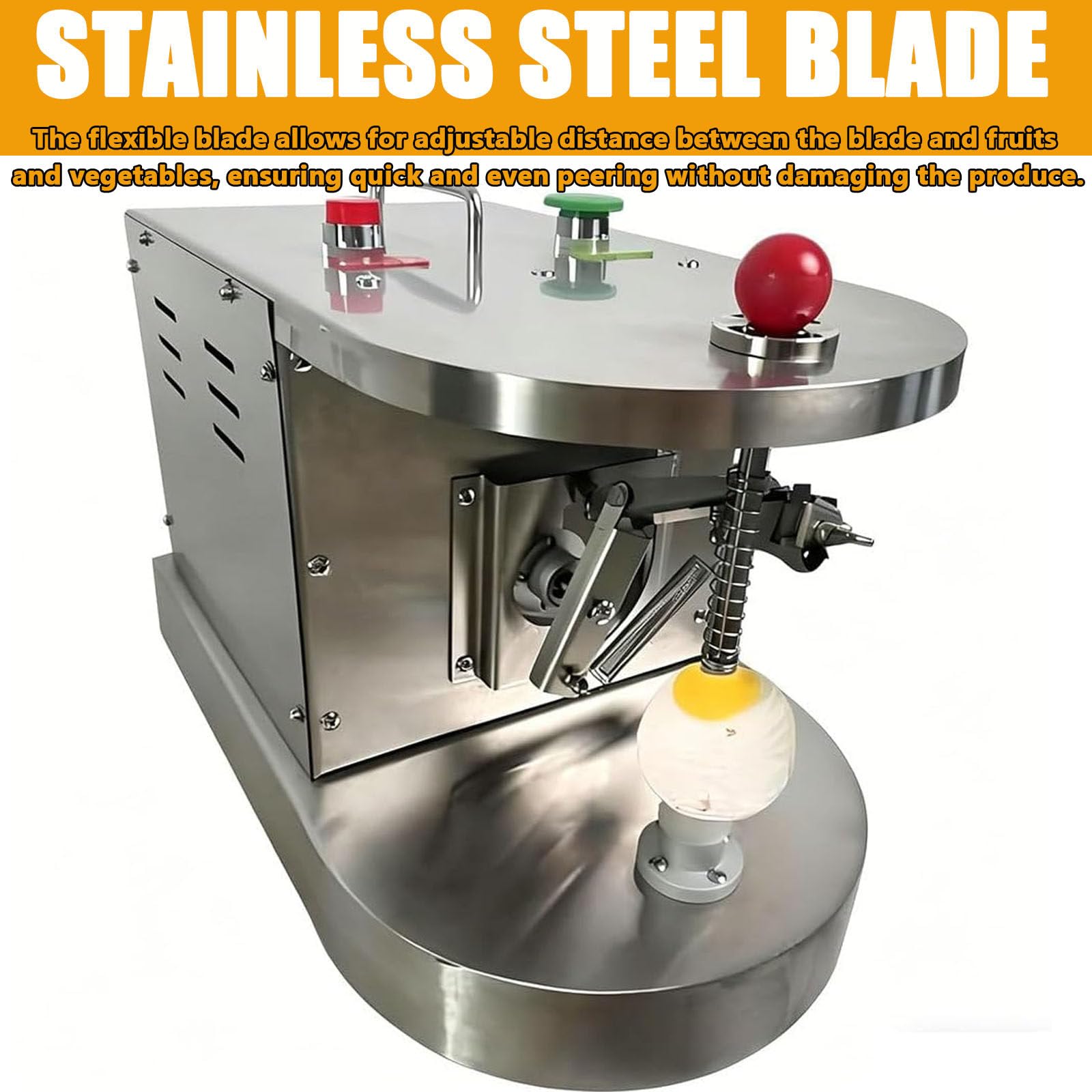 Pelatrice per Frutta, Completamente Automatica in Acciaio Inox per Limoni e Arance, Altezza e Spessore Regolabili, 500 Pezzi/Ora, per ristoranti e cucine Professionali