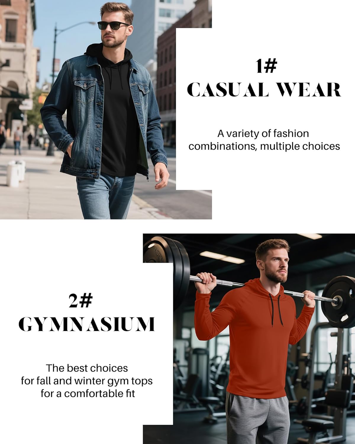 Ficerd 3 Pack Hoodies for Men Big and Tall, Lightweight Long Sleeve Workout Gym Running Fishing Pullover Hooded Sweatshirts - Image 5