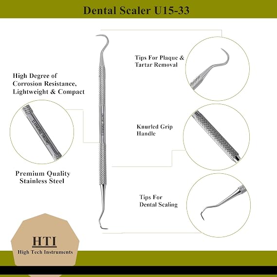 6 Dental Sickle Scalers Double Ended Probes for Professional Teeth Cleaning Calculus Plaque & Tartar Remover - Made of Stainless Steel for Oral Care with Knurled Handle, Different Double Ended Picks