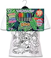 Vista 6 de Splat Planet Colorea en animales del zoológico, camiseta Jungle Safari con 10 bolígrafos mágicos lavables no tóxicos y lavables, Blanco