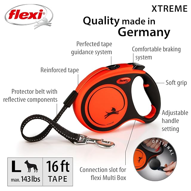 Foto 2 de 7 de Flexi Xtreme L - Correa retráctil Extra Resistente con Banda extrafuerte, 4,8 m, con componentes…