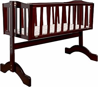 LuvLap C10 Cot: Stylish & Safe Baby Cradle for 0-2 Years | European Standard Certified | Converts to Cradle | Mosquito Net Included | Premium Pinewood | Good Air Flow | No Wheels (Cherry Red, Small)