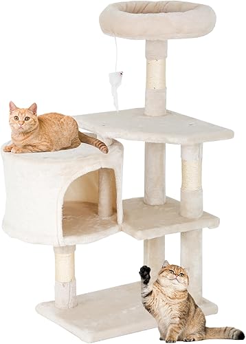 Miniatura 28 de FDW | Torre para Gatos de 54" | Gris Oscuro | Centro de Actividades Interior Multinivel con Postes Rascadores de Sisal, Condos, Perchas de Felpa,