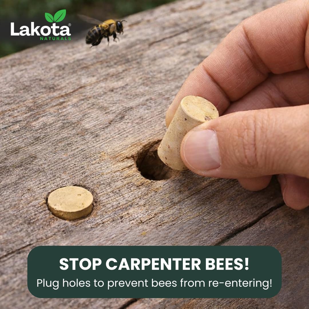 Carpenter Bee Hole Filler Corks - Carpenter Bee Plugs 100 Pack, Use with Carpeter Bee Traps for Outside for Best Results!