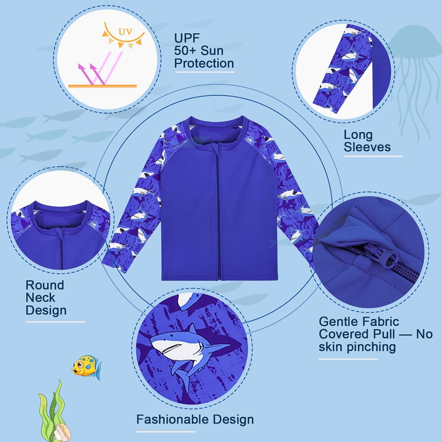 MOEMOE BABY Toddler Rash Guard Boys Swim Trunks Kids Bathing Suit 2 Pieces UPF 50+ for Water Play & Everyday Wear