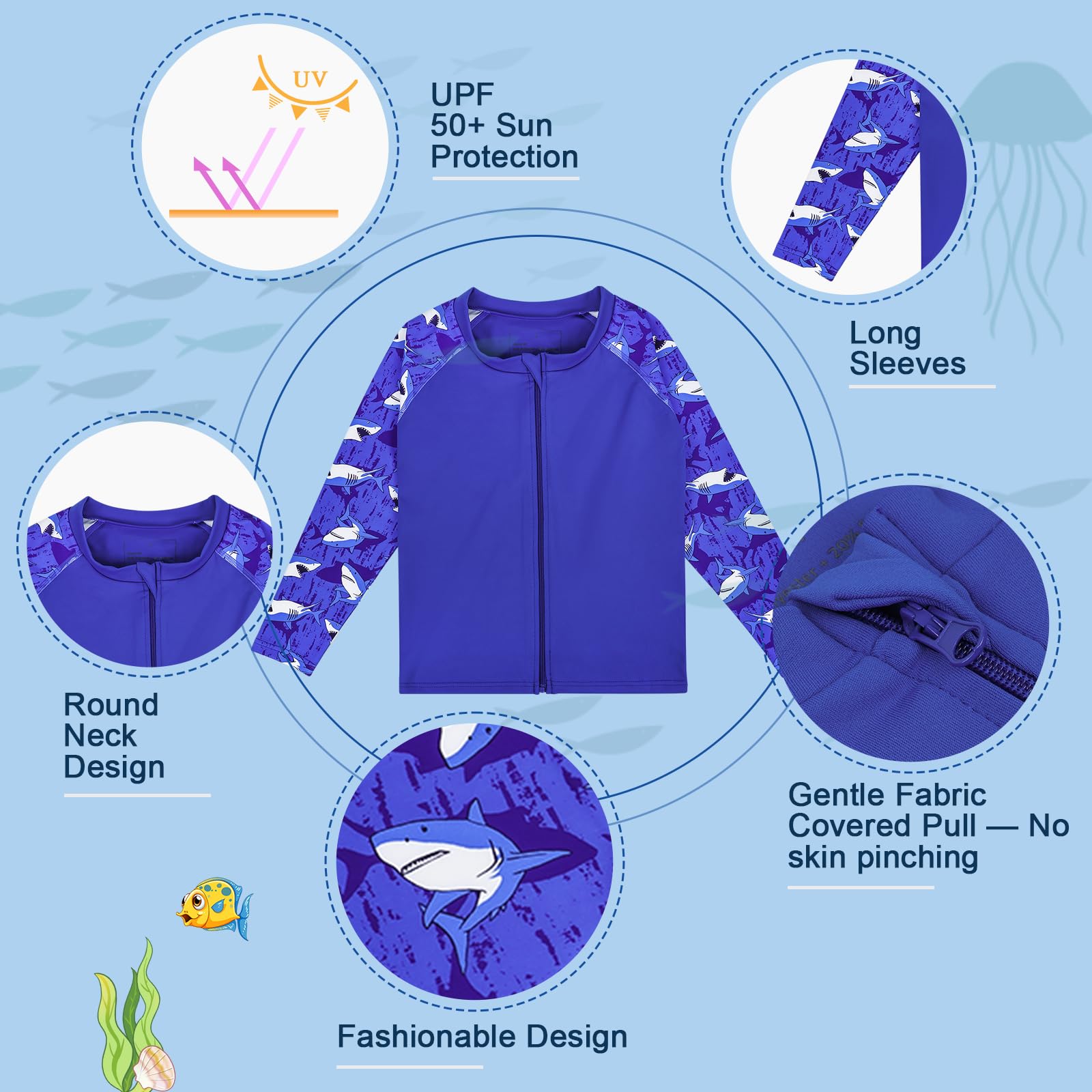 MOEMOE BABY Costume da bagno per bambini e bambine, 2 pezzi, protezione UV rash-Guard, costume da bagno con maglietta a maniche lunghe e pantaloncini da bagno