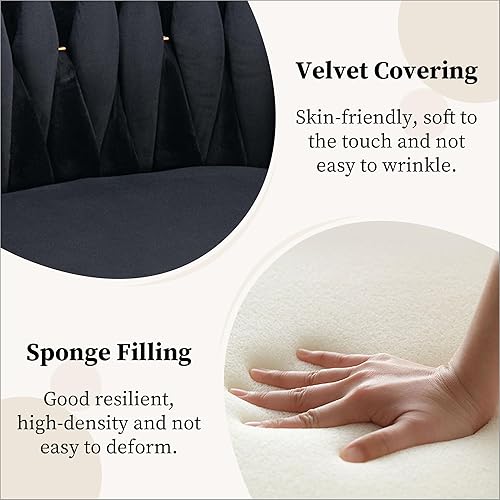 Miniatura 5 de Westice Silla de escritorio de oficina en casa, sillas de escritorio tapizadas a mano con patas de metal dorado y reposabrazos, sillas decorativas