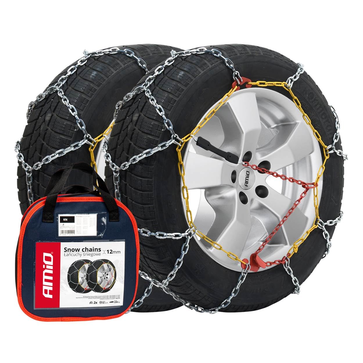 Chaînes à neige AMIO pour pneus 195/65 R15 Homologation : TÜV/GS | 12 mm