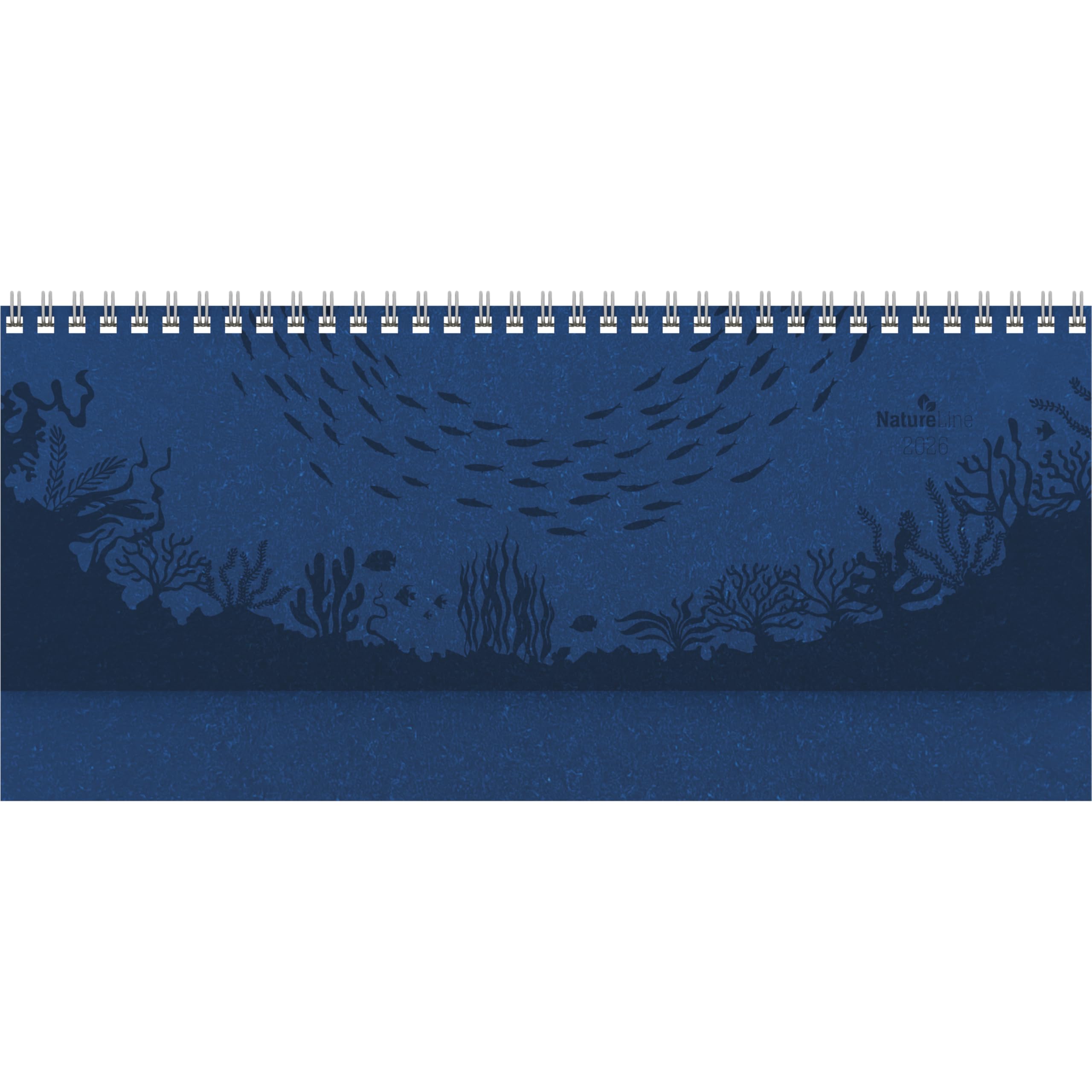 Alpha Edition - Tisch-Querkalender Nature Line Ocean 2026 – Tischkalender quer 29,7×13,5 cm mit Wochenübersicht & Notizbereich, umweltfreundlicher Büroplaner mit Hardcover für Arbeit & Zuhause