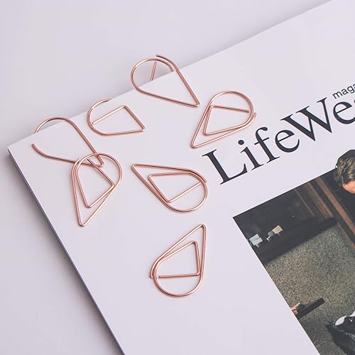 Miniatura 10 de VENCINK - 70 clips de papel dorados grandes, de acero inoxidable liso en forma de gota, clips de alambre para suministros de oficina, bodas,