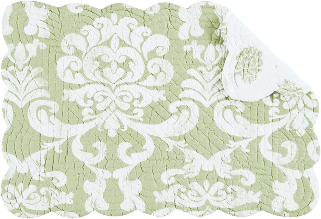 C&F Set of 4 Pcs. Quilted, 13x19 Placemat, Providence Green