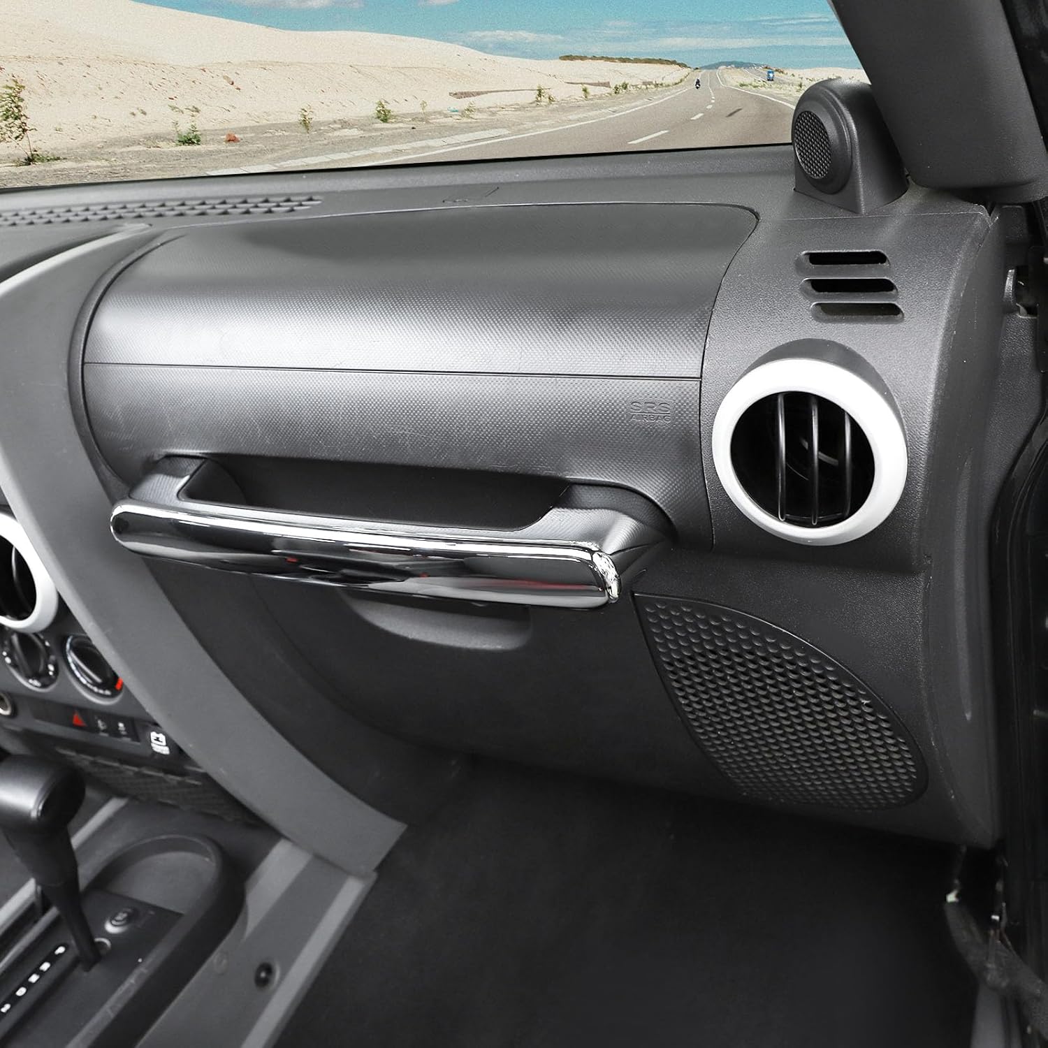 Jimen Compatible with Jeep Wrangler JK & Unlimited 2007-2010, Co-Pilot Grab Handle Cover Trim (Chrome)