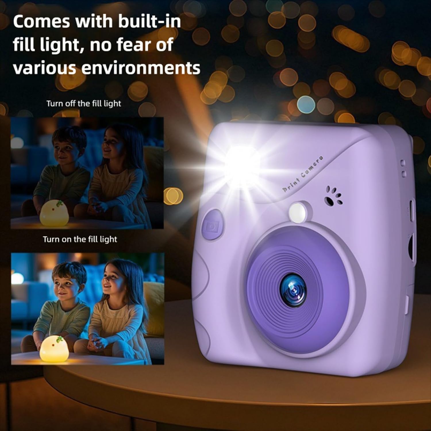 Yunseity Instant Print Camera, 48MP Digital Camera with 2.4 Inch Screen and 2 Thermal Printing Paper Rolls, for Kids Birthday Party Family Travel Gifts (Purple)