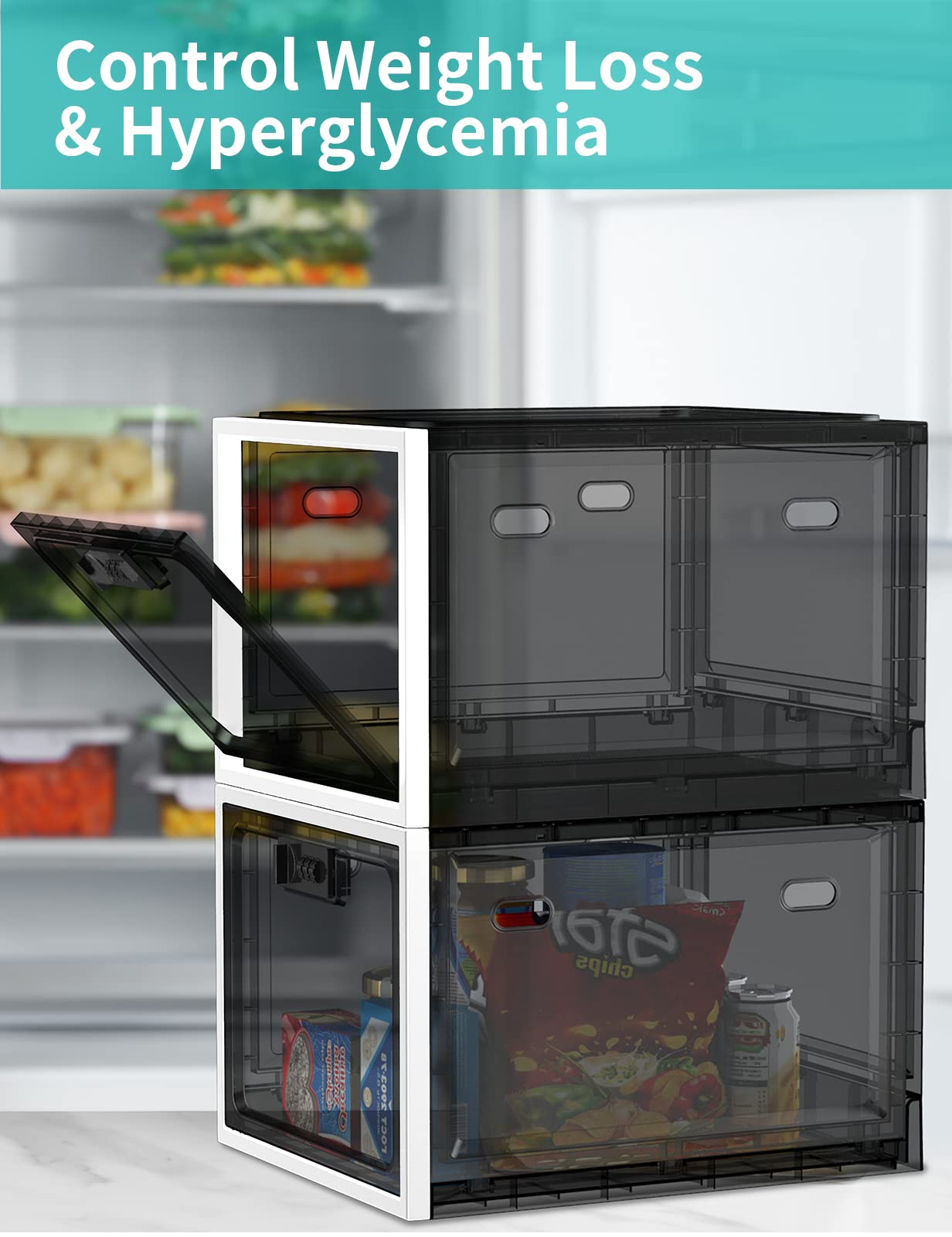 Lock Box for Medication Safe, Medicine Lock Box, Black Lockable Storage Box for Home Safety, Locking Container for Kitchen Food Safe, Phone Jail Lock Box for Electronics