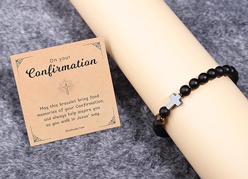 Miniatura 3 de To Mens Boys Beaded Cross Bracelet Gifts for Dad, Bonus Dad, Uncle, Son, Nephew, Grandson - Fathers Day Birthday Christmas Gifts First Communion