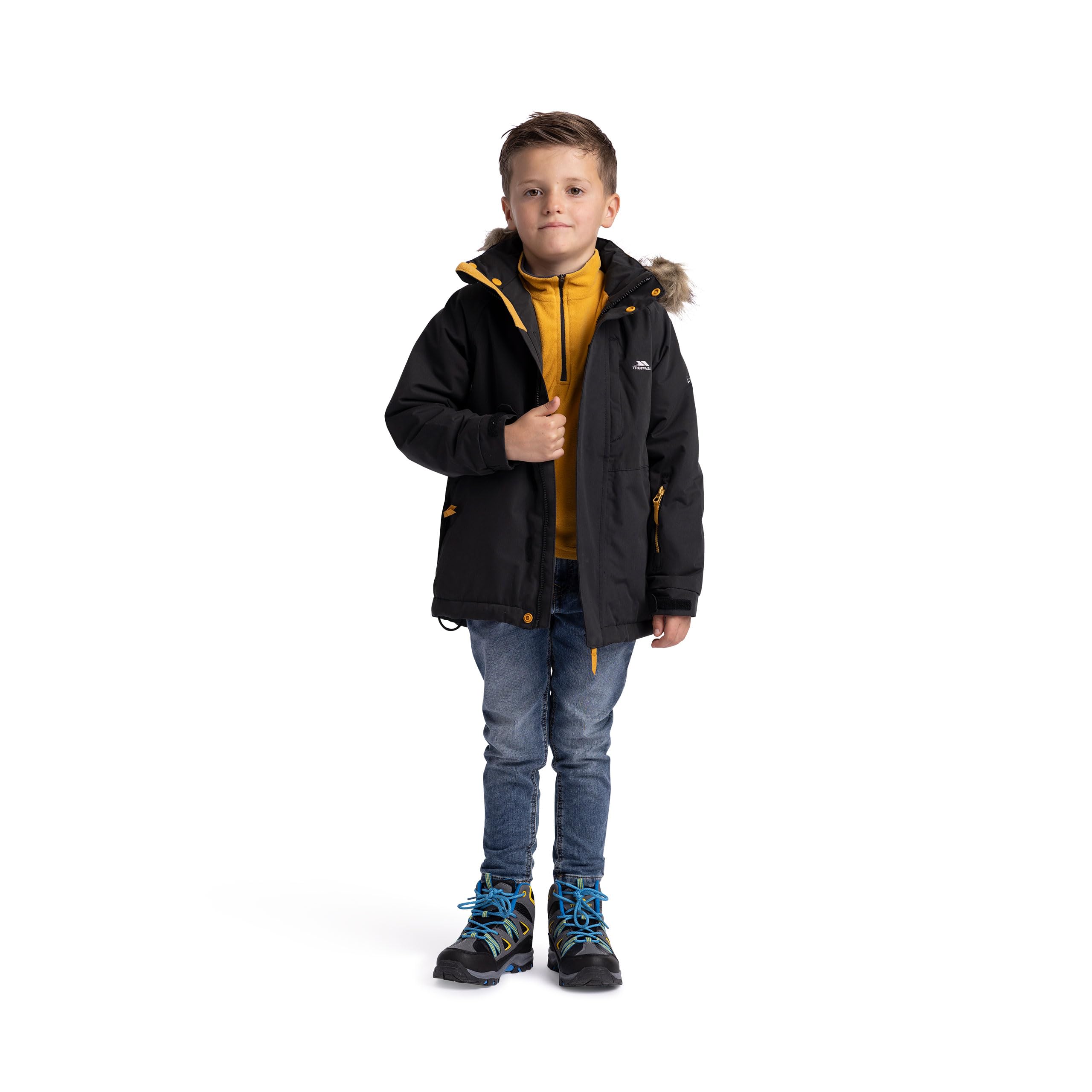 Trespass Boys Black Rain Jacket Ultimately 7/8