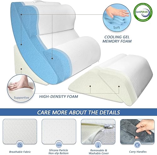 Miniatura 2 de Juego de 6 almohadas ortopédicas XL de cuña para dormir, de espuma viscoelástica de gel para postcirugía, para espalda, cuello, soporte de piernas,