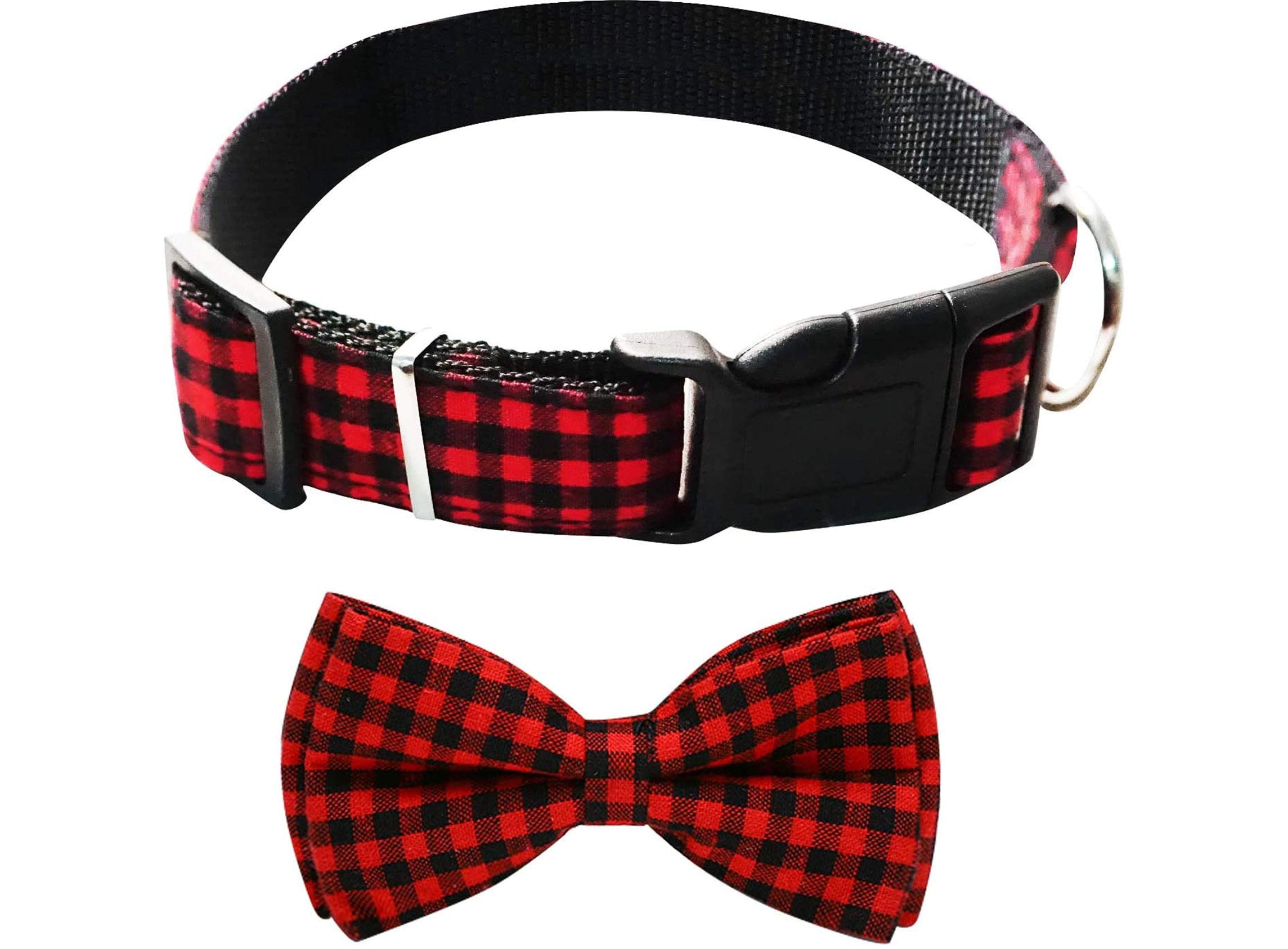 RR Design Unique Style Dog Collar with Bow, Soft&Comfy Bow-tie Dog Collar, Adjustable Pet Gift Collars for Small Medium Large Dogs (Large, Red & Black Checkered) (B08ZNQZ5HG) Amazon Price History, Amazon Price Tracker
