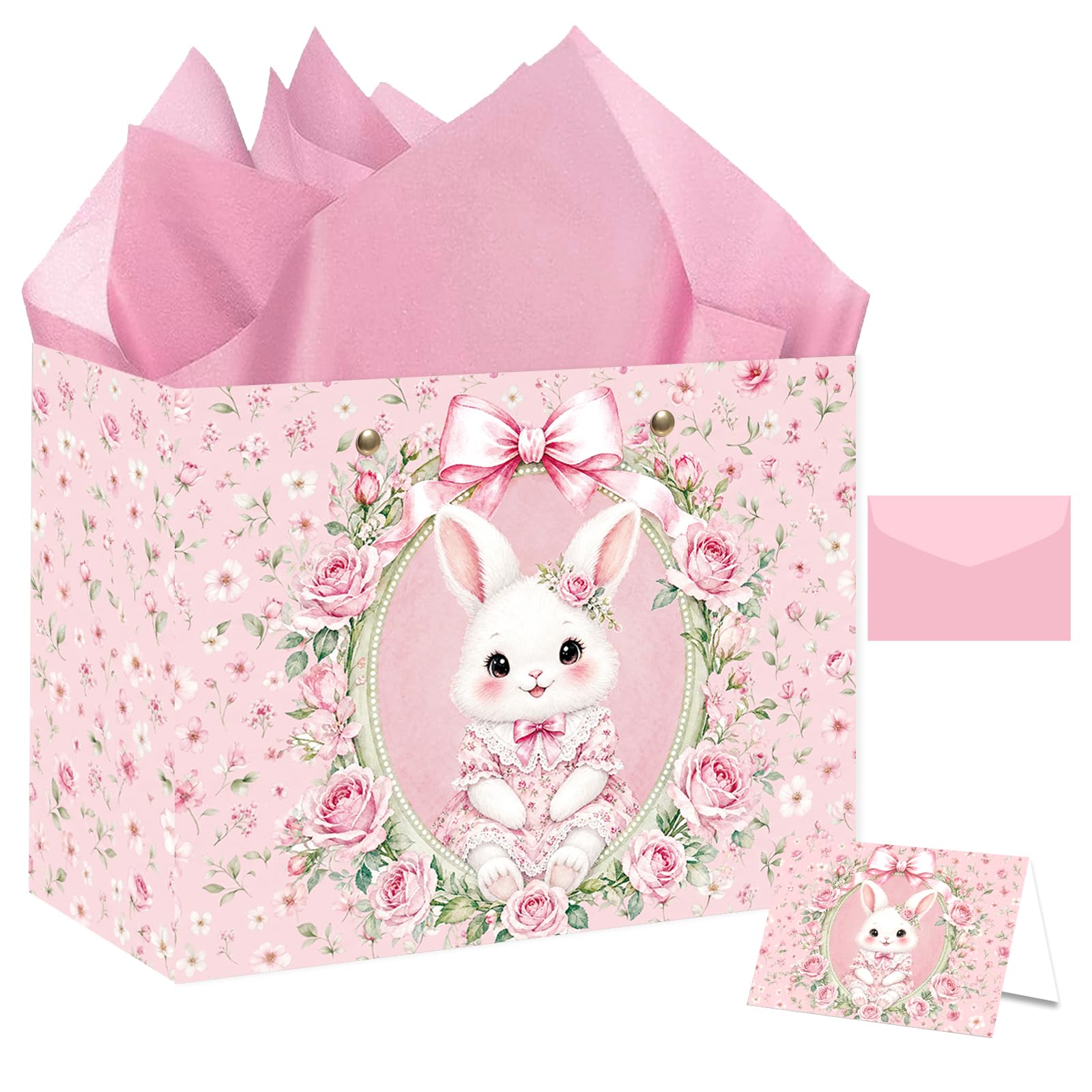 Rabbit Baby Gift Bag Girl - Pink Kids Birthday Gift Bags Baby Shower Gifts — image 1