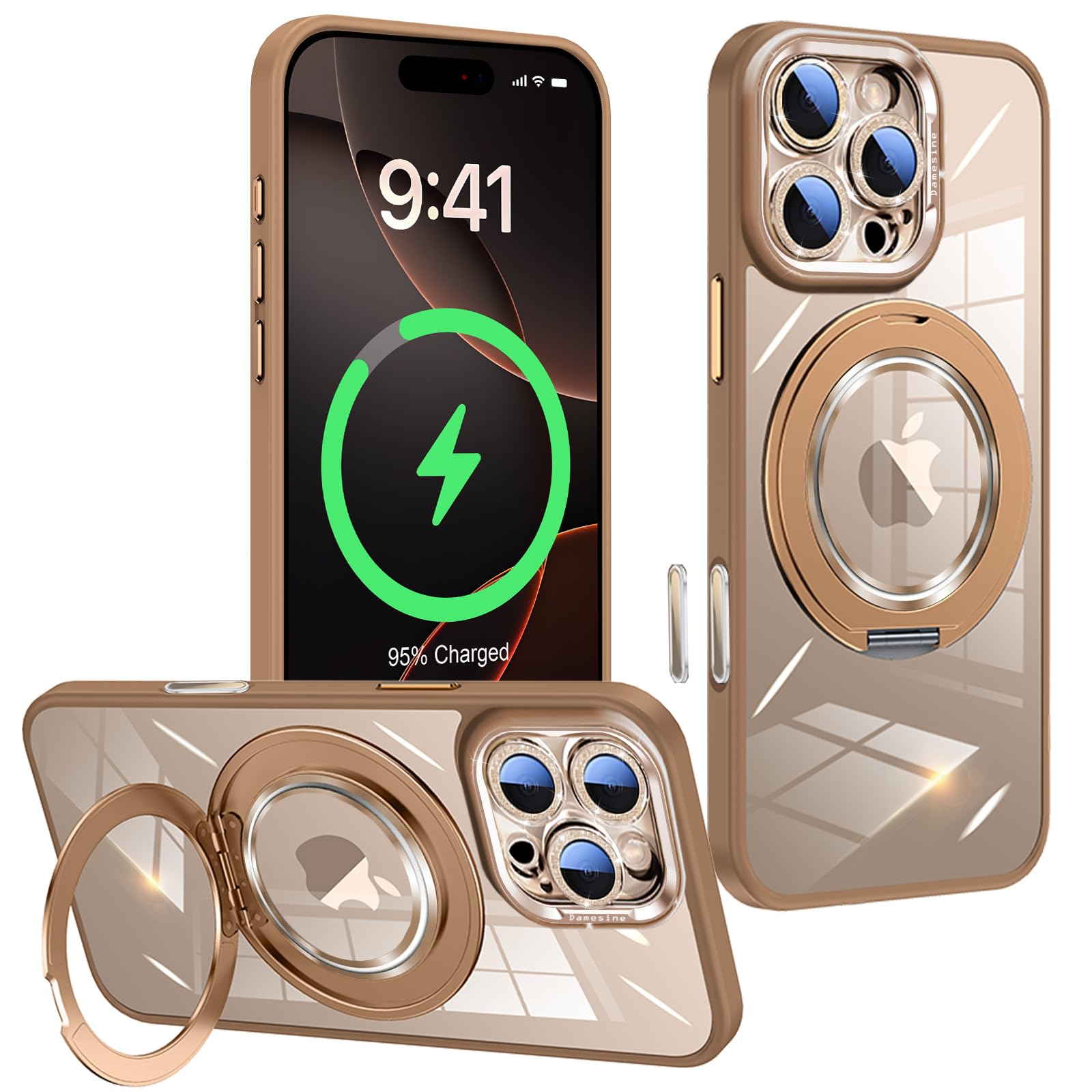 Amazon.co.jp: Damesine iPhone 16 Pro用ケースMagSafe対応360°回転
